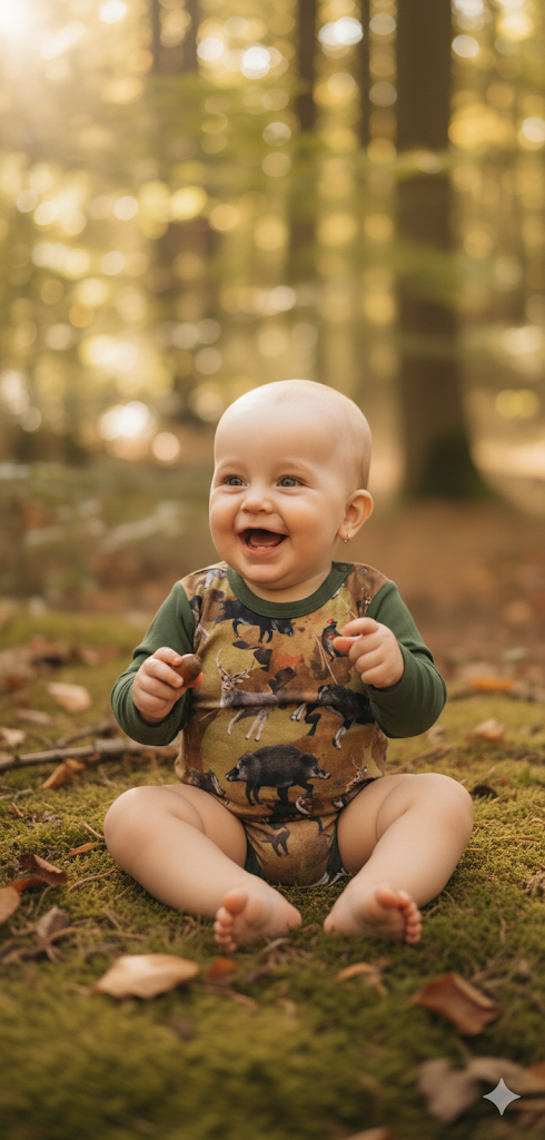 Dětské body s dlouhým rukávem - myslivecký motiv 