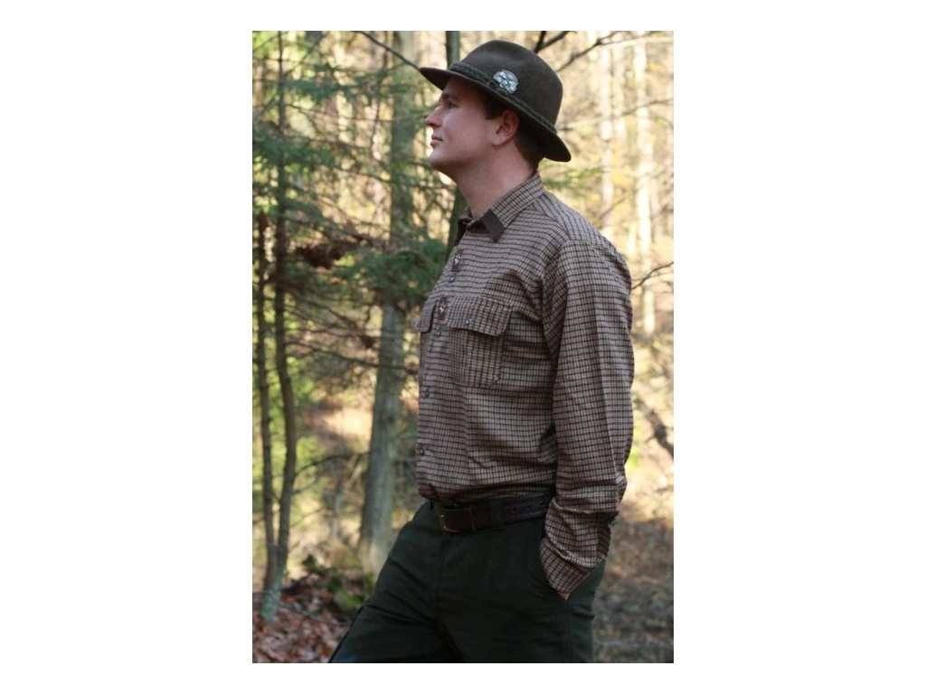 FLANELOVÁ KOŠILE HNĚDÁ S VÝŠIVKOU