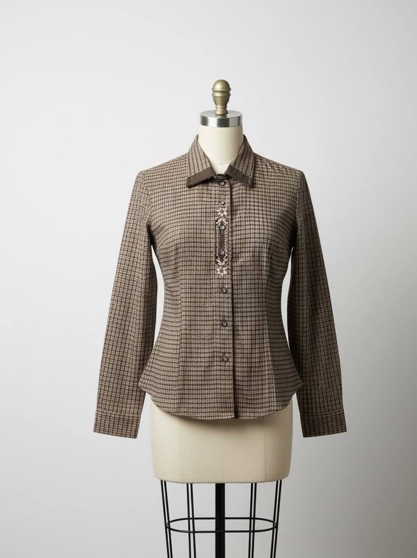 Dámská košile s výšivkou Athos - hnědá