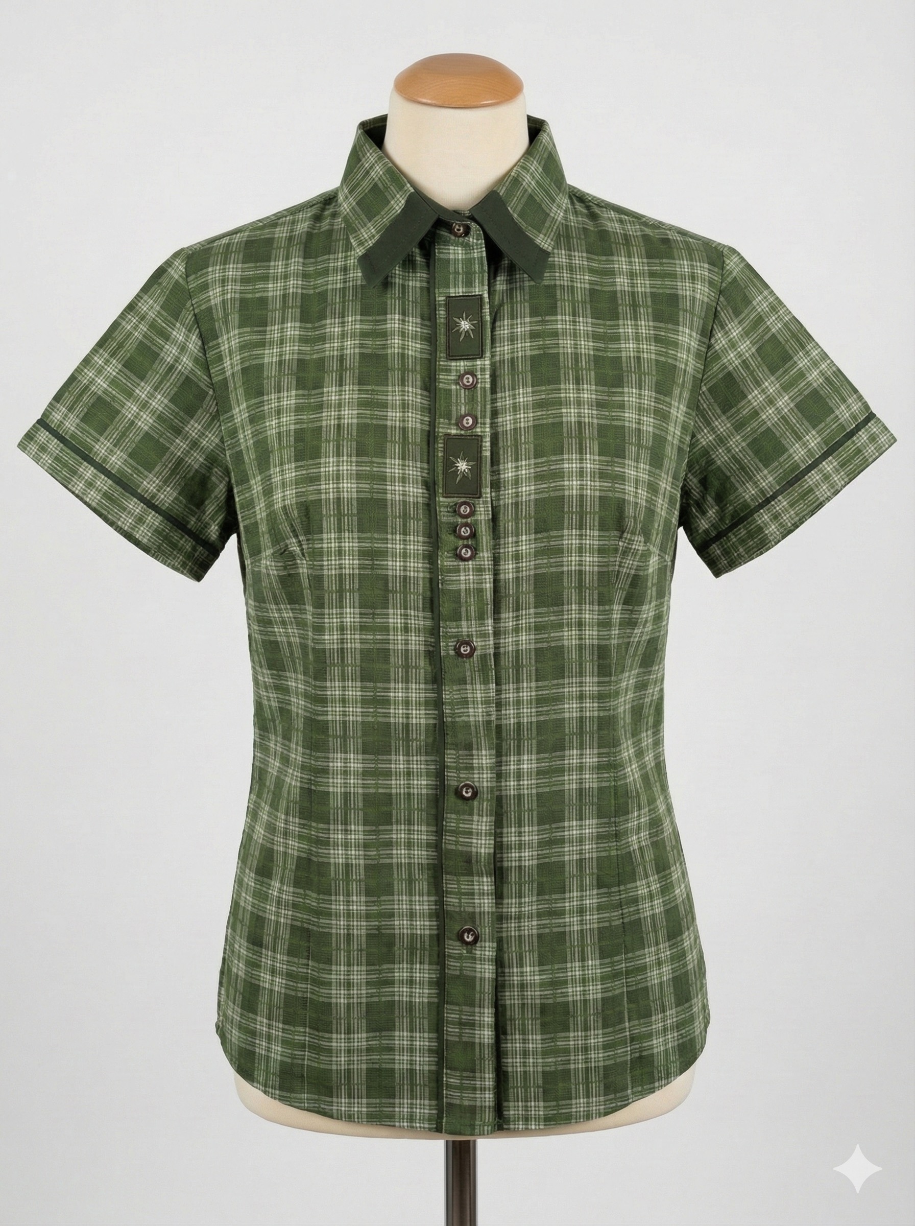 Dámská košile Athos, krátký rukáv, s výšivkou myslivecký knoflík