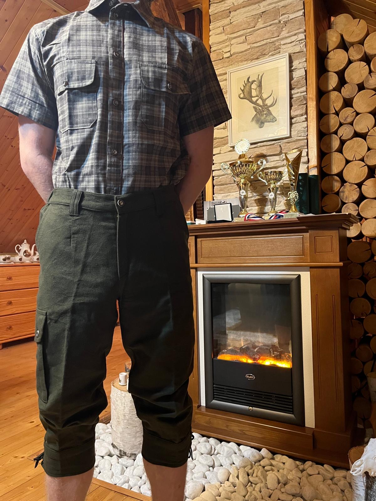 Myslivecká košile,hnědé káro- krátký rukáv 