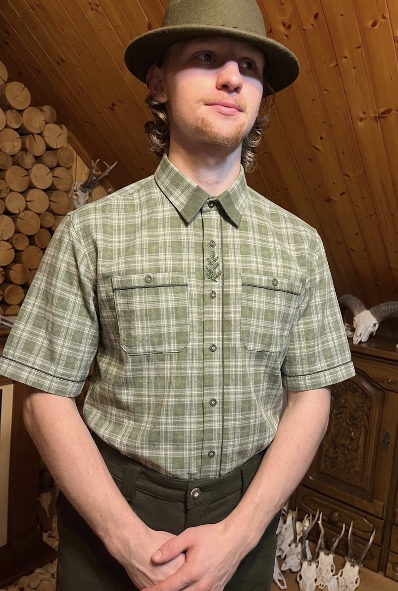 Pánská myslivecká košile s výšivkou kapradí